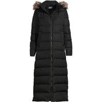 Lands' End Women's Hooded Maxi Down Coat in Black | Size: 10-12