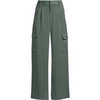 Lands' End Women's Lightweight Wide Leg Cargo Trousers, High Waisted in Green | Size: 8