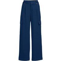 Lands' End Women's Lightweight Wide Leg Cargo Trousers, High Waisted in Navy | Size: 14R