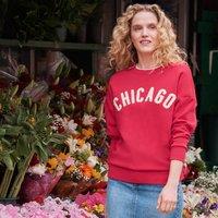 Lands' End Women's Slogan Sweatshirt in Red | Size: 14-16