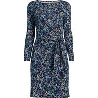 Lands' End Women's Tie Waist Jersey Dress in Dark Blue | Size: 14-16