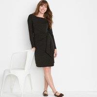 Lands' End Women's Tie Waist Jersey Dress in Black | Size: 20