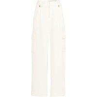 Lands' End Women's Lightweight Wide Leg Cargo Trousers, High Waisted in Ivory | Size: 14-16R
