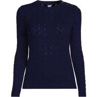 Lands' End Women's Cotton Blend Pointelle Jumper in Navy | Size: 14-16