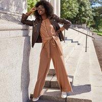 Lands' End Women's Fine Knit Wide Leg Trousers in Brown | Size: 16