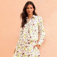 Lands' End Women's Cropped Ruffle Front Shirt in White | Size: 20