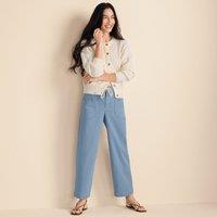 Lands' End Women's Relaxed Straight Leg Herringbone Chinos in Pale Blue | Size: 16