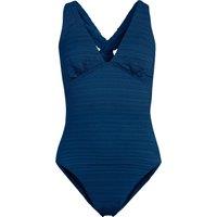 Lands' End Women's Seersucker Plunge Twist Back High Leg Swimsuit in Navy | Size: 12