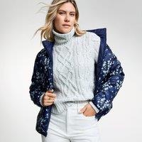 Lands' End Women's Wanderweight Down Ultralight Packable Reversible Jacket in Navy | Size: 16-18
