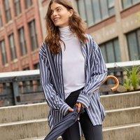 Lands' End Women's Non-Iron Relaxed Longline Shirt in Navy | Size: 8