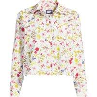 Lands' End Women's Cropped Ruffle Front Shirt in White | Size: 24-26