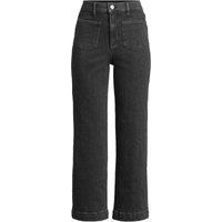 Lands' End Women's Wide Leg Cropped Patch Pocket Jeans, High Waisted in Black | Size: 16