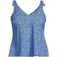 Plus Tie Shoulder Flutter Hem Tankini Top