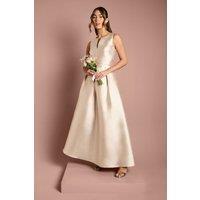 Coast Women's Twill Notch Neck Neck Fit & Flare Bridesmaid Dress in Champagne | Size: 14