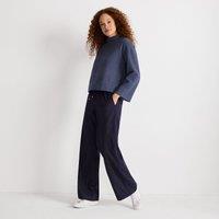Lands' End Women's Tie Waist Wide Leg Trousers in Navy | Size: 10R