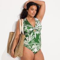 Shine Knot Front Tie Back Tankini, High Waisted - 2 piece