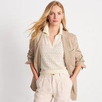 Lands' End Women's Sleeveless Johnny Collar Jumper in Ivory | Size: 16-18