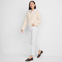 Lands' End Women's Cropped Flare Jeans, High Waisted in White | Size: 14-16