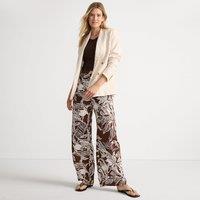 Lands' End Women's Wide Leg Printed Pull-on Trousers in Light Brown | Size: 16