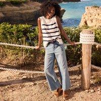 Lands' End Women's Petite Wide Leg Ankle Jeans in Light Blue | Size: 18