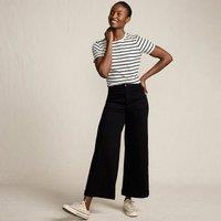 Wide Leg Cropped Patch Pocket Jeans, High Waisted