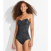 Lands' End Women's Bandeau Slender Swimsuit - Shine in Black | Size: 12