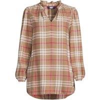 Lands' End Women's Petite Flannel Ruffle Neck Tunic in Beige | Size: 14-16