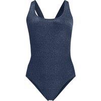 Lands' End Women's Tugless High Leg X-back Swimsuit - Shine in Navy | Size: 12