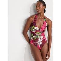Sculpting Halter Neck High Leg Swimsuit