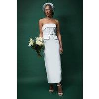 Coast Women's Lisa Tan Bandeau Satin Button Midi Wedding Dress in Ivory | Size: 14