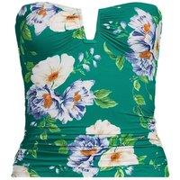 Lands' End Women's Long Slender Bandeau Tankini Top in Green | Size: 12