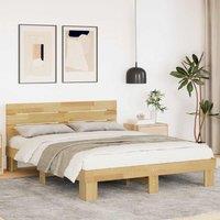 Bed Frame with Headboard without Mattress 135x190 cm Solid Wood Oak