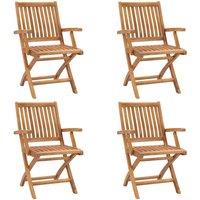 Berkfield Home Folding Garden Chairs 4 pcs Solid Teak Wood in Brown