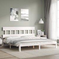 Berkfield Home Bed Frame with Headboard White 200x200 cm Solid Wood