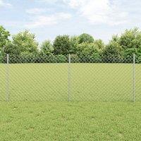 Berkfield Home Chain Link Fence with 10 U Posts Silver 0.8x10 m Steel