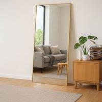Agenzia 14 Modern Gold Metal Rectangle Frame Leaner Mirror 200cm x 100cm | Size: XL