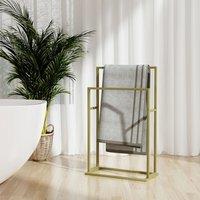 Berkfield Home Freestanding Towel Rack Gold 48x24x78.5 cm Iron