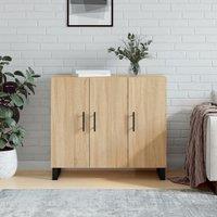 Berkfield Home Sideboard Sonoma Oak 90x34x80 cm Engineered Wood in Brown | Size: 90 x 34 x 80 cm