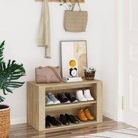Berkfield Home Shoe Rack Sonoma Oak 75x35x45 cm Engineered Wood in Brown | Size: 75 x 35 x 45 cm