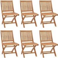 Berkfield Home Folding Garden Chairs 6 pcs Solid Teak Wood in Brown
