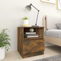 Berkfield Home Bedside Cabinet Smoked Oak 40x40x50 cm Engineered Wood in Brown | Size: 40 x 40 x 50 cm