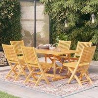 Berkfield Home 7 Piece Garden Dining Set Solid Teak Wood in Brown