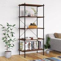 Berkfield Home 5-Tier Shelving Unit Black & Dark Wood 80x40x163 cm | Size: 80 x 40 x 163 cm