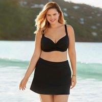 Lands' End Women's Plus Tummy Control Swim Skirt in Black | Size: 20