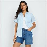 Lands' End Women's Petite Recover Denim Shorts, Mid Rise in Indigo | Size: 14