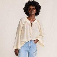 Lands' End Women's Long Sleeve Floaty Voile Blouse in Light Tan | Size: 14-16