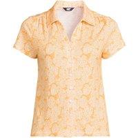 Lands' End Women's Linen Blend Button Front Polo in Burnt Orange | Size: 20