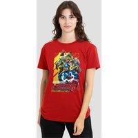 Marvel Women's Rivals Avengers Assemble Group T-Shirt, Red | Size: Large