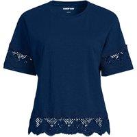Lands' End Women's Plus Trimmed Slub Cotton Top in Navy | Size: 20-22