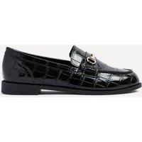 Linzi Women's Maison Black Faux Croc Patent Leather Loafers | Size: 3-Standard Fit